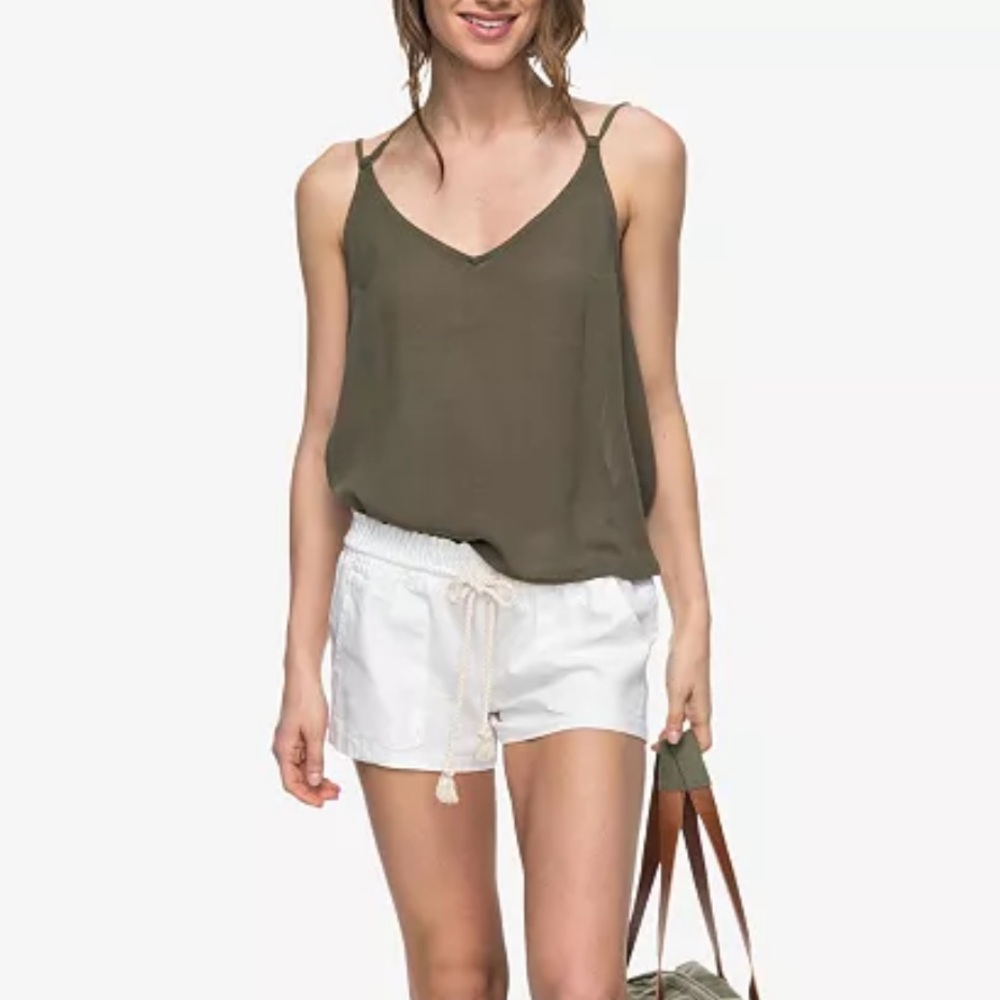 Roxy Off White Drawstring Beach Summer Shorts M - image 1